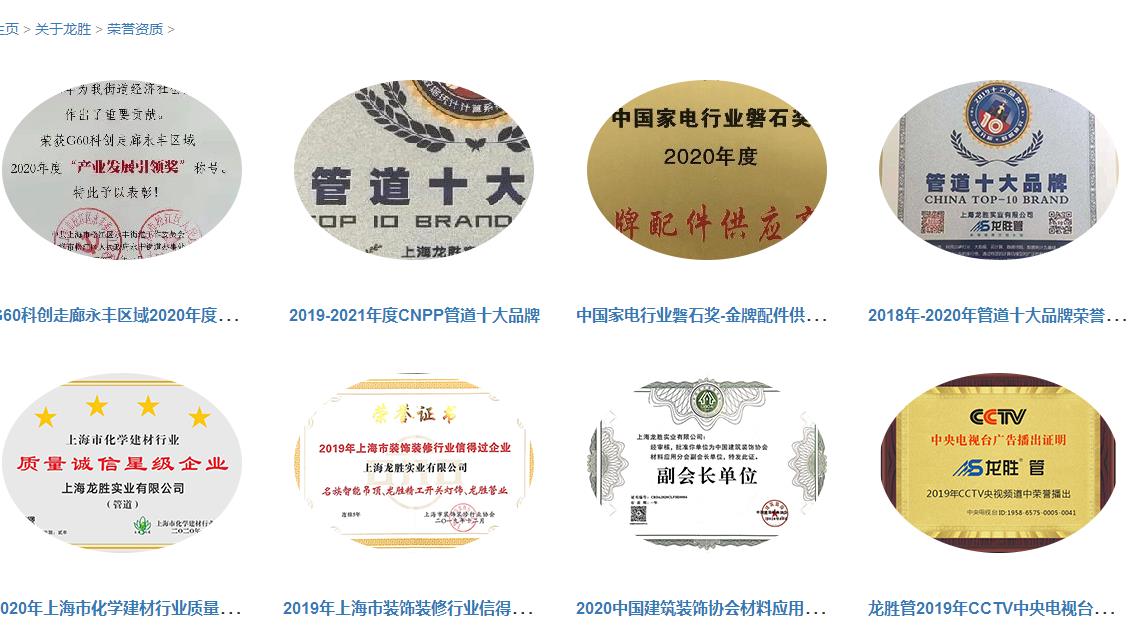 龍勝管道排行證書有嗎？不止有，而且還有很多！